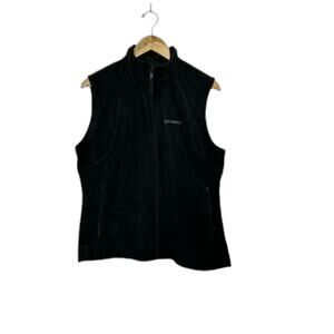 Columbia Black Full-Zip Fleece Vest Zip Pockets Women's Size Large